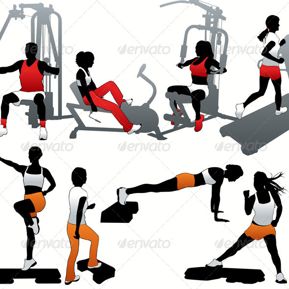 Fitness Silhouettes Set by kaludov | GraphicRiver